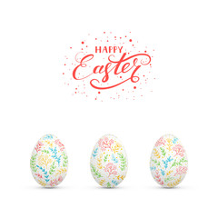 Easter eggs with colorful floral elements