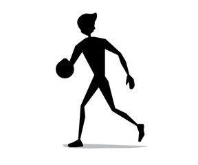 basket ball man dribbling silhouette cartoon design