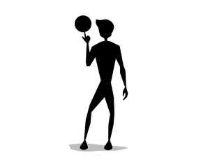 basket ball man dribbling silhouette cartoon design