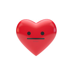 Emoji emoticon character red heart shape. 3D Rendering