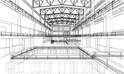 Warehouse sketch. Vector