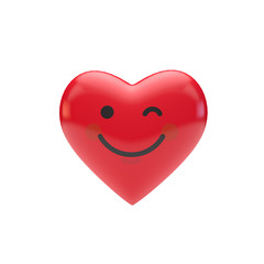 Emoji emoticon character red heart shape. 3D Rendering