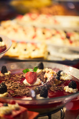 berry dessert with strawberries and blackberries...