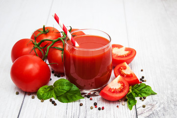 Glass with tomato juice