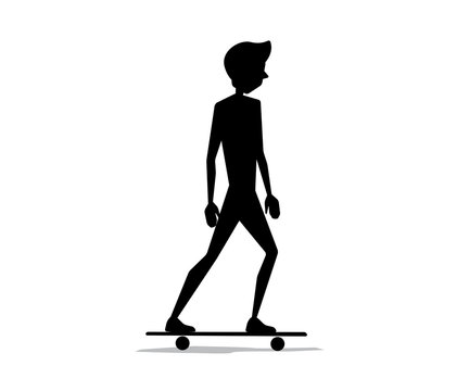 skateboard player silhouette cartoon