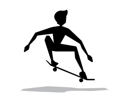 skateboard player silhouette cartoon