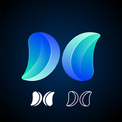 Vector abstract letter H logo template. Material design, origami paper, flat style. 3d shape