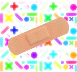 Various Colored Strips of ADHESIVE BANDAGES PLASTER - Medical Equipment - Colorful Pop Art Style 