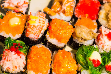 variety of sushi toppings