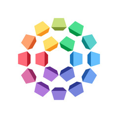 Group of colorful geometric shapes that makes a circles