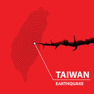 Taiwan Earthquake concept on cracked map
