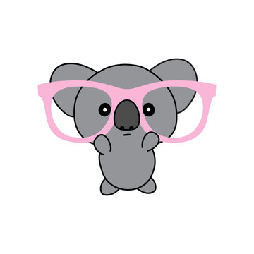 Koala vector illustration, geek animal kawaii