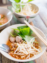 Thai style spicy Tomyam noodle soup