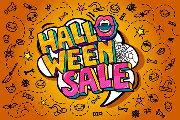 Open mouth and Halloween Party Message