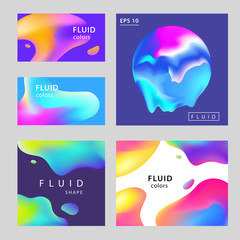 Colorful Abstract Gradient Blurs Set. Trendy Abstract colorful gradient shapes on dark background. For web design, Presentation, Cover