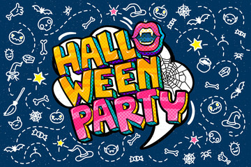Open mouth and Halloween Party Message