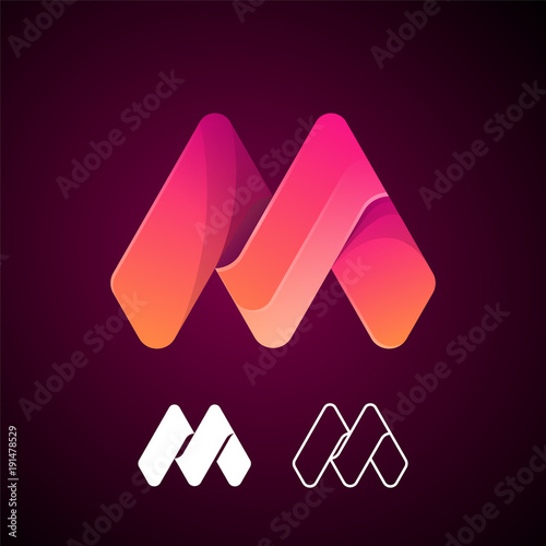 Fototapete Vector Abstract Letter M Logo Template Material Design Origami Paper Flat Style Nickimpression