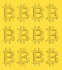Gold Bit coin pattern background.