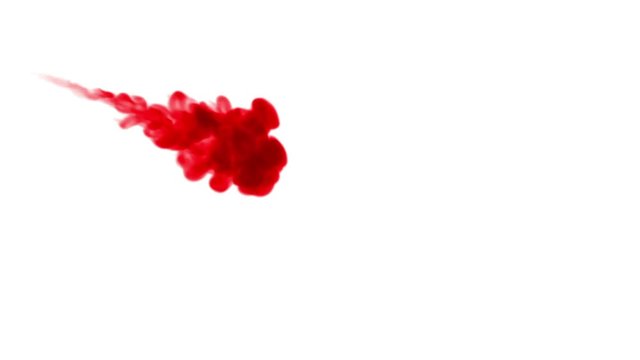 stream of red ink on white background. channel use luma matte