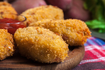 Homemade croquettes of jamon ham