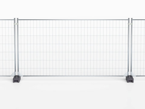 Mobilzaun Bauzaun freigestellt mit Betonf&uuml;&szlig;en