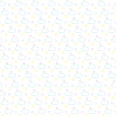 Vector of star kids pattern with clouds