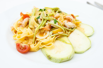 Tagliatelle with tiger prawns