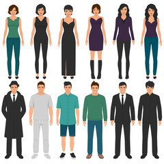 vector illustration of cartoon people group, man, woman flat characters, business office team