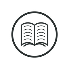 Black and white linear icon of the book 