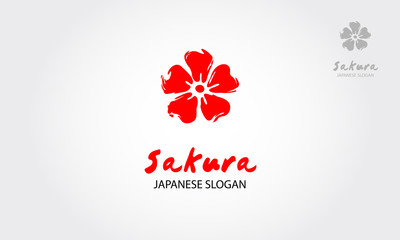 Sakura Japanese Logo Template. This is a minimalist modern logo featuring a floral. It would be match for a variety of businesses, especially those to cosmetics, ecology, health, flowers, and others. © LintangDesign