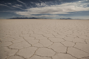 View over the salt flats in the uyuni desert