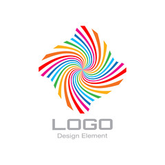 Colorful Bright Rainbow Spiral Logo. Vector illustration.