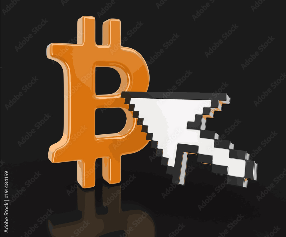 Poster bitcoin and arrow. image with clipping path