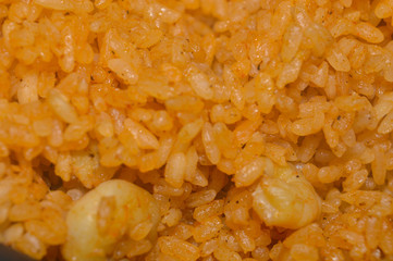 homemade fried rice with shrimp and garlic