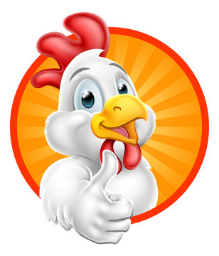 Chicken Cartoon Character Giving Thumbs Up