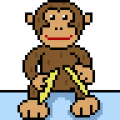 Naklejka premium vector pixel art monkey doll