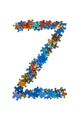 Letter Z made of puzzle pieces