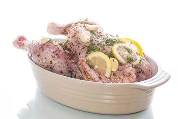 Raw chicken marinated with spices