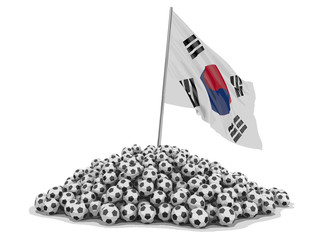 Soccer football with South Korean flag. Image with clipping path