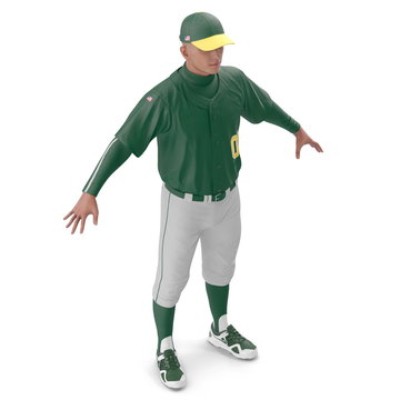Baseball player on white. 3D illustration