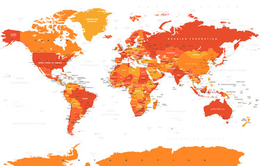 Political Colored World Map Vector