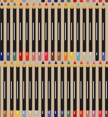Seamless pattern with aboriginal pencils of different colors. Study, art, creativity, cosmetics.