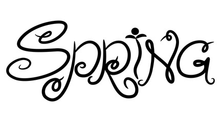 Spring black text on white background.
