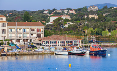 Fototapeta na wymiar Sailing yachts and motor boats, Corsica