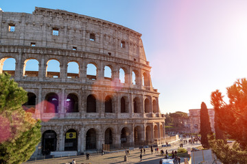 Fototapeta na wymiar Rome, Italy. December 05, 2017: Colosseum in Rome. Italy. Sunny.