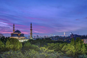 Federal Territory Mosque during beautiful morning.