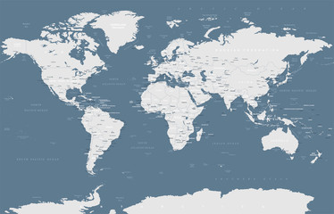 Political Grayscale World Map Vector