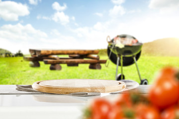 desk of free space and grill time 