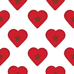 Seamless pattern from the hearts with flag of Morocco.