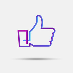 Hand like, thumb up blended interlaced creative line icon